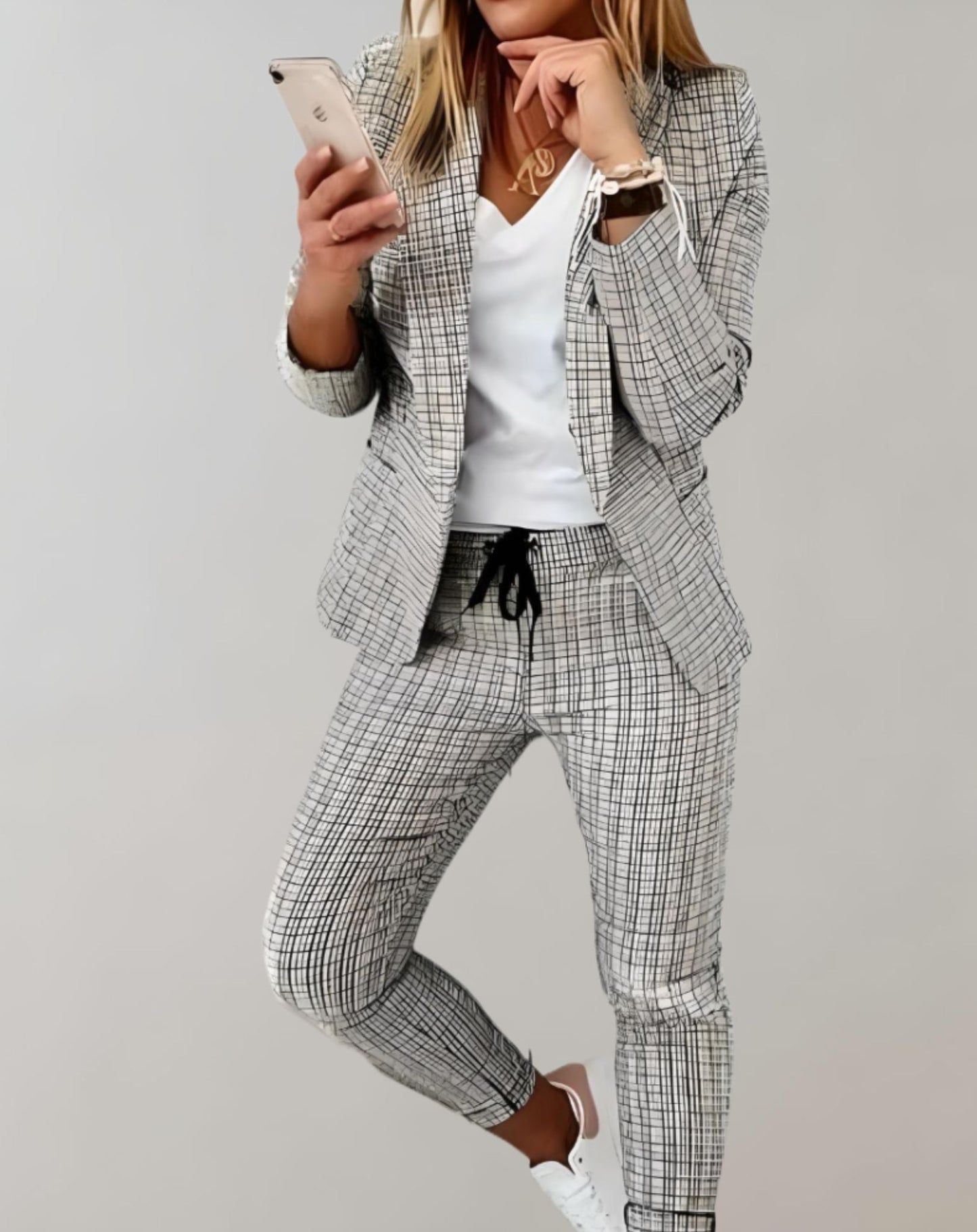 Modern Plaid Suit | Office Clothing | Polyester Blend | Available in Various Colors