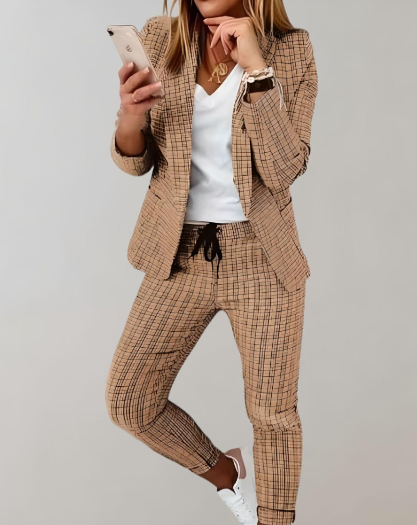 Modern Plaid Suit | Office Clothing | Polyester Blend | Available in Various Colors