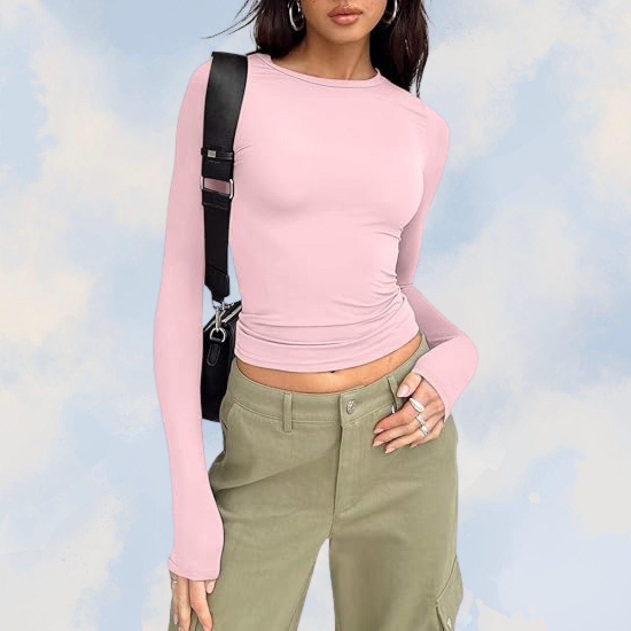 Comfy Miracle Long Sleeve Crop Top | Sleek & Stylish | Stretch Cotton