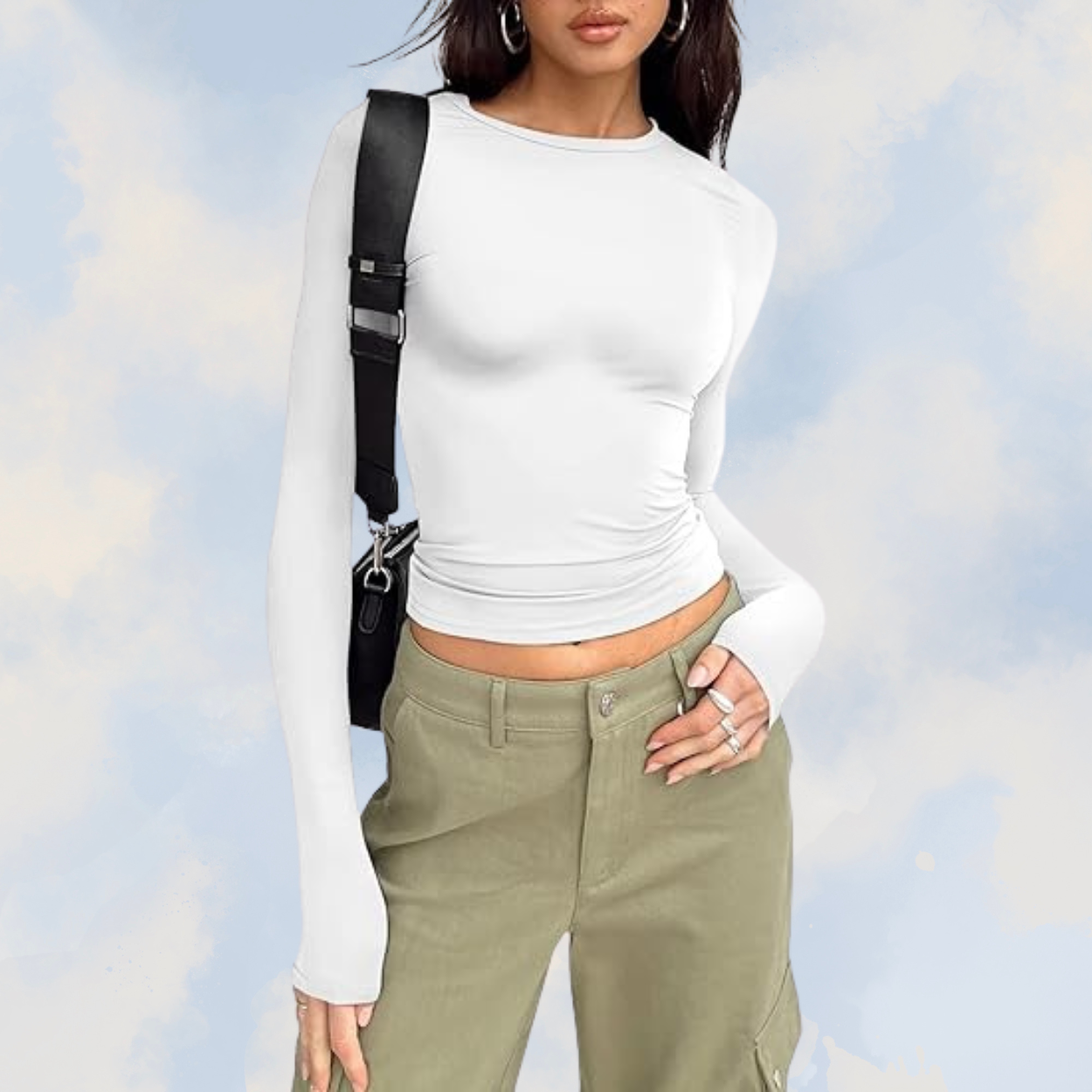 Comfy Miracle Long Sleeve Crop Top | Sleek & Stylish | Stretch Cotton